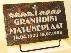 Hauaplaat [0100-50] 40x25x3cm, tumepruun graniit, pilt-2, kiri-2(est/rus), naturaalne, metallalus