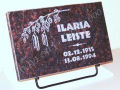 Hauaplaat [0100-49] 40x25x3cm, tumepruun graniit, pilt-9, kiri-10(est), naturaalne, metallalus