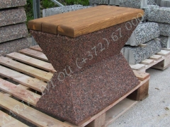 Hauapink pesubetoonist, suur, puidust istmega, punakaspruun, 60x30x45cm, 120kg